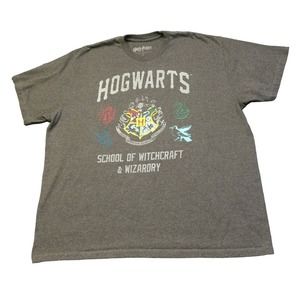 Harry Potter Unisex T-Shirt Gray Size 2XL Graphic Hogwarts School of Witchcraft